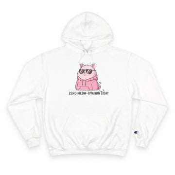 Zero Meow-tivation Hoodie — Cute Pink Cat with Sunglasses