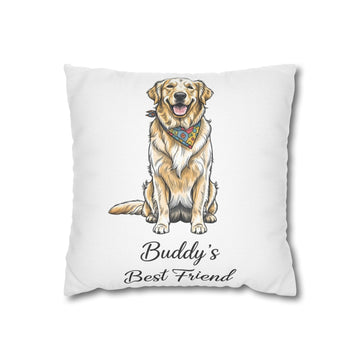 Golden Retriever 'Buddy’s Best Friend' Decorative Pillowcase