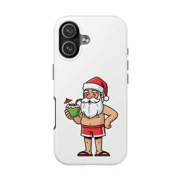 Santa in Swim Trunks Tough iPhone 17 Series Case — Holiday Beachy Christmas Phone Cover