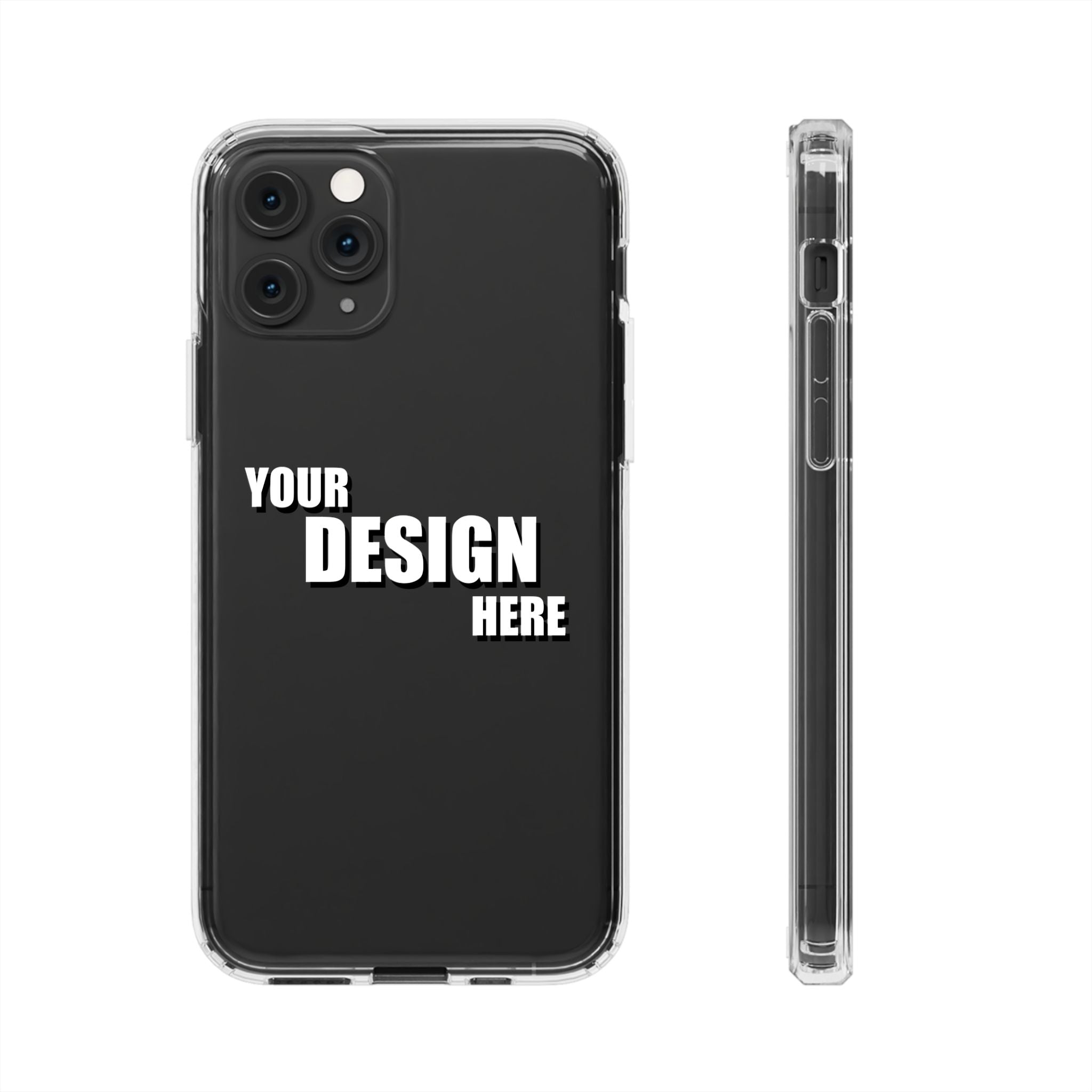 Clear Impact-Resistant Phone Case — Customizable “Your Design Here” Clear Protective Cover